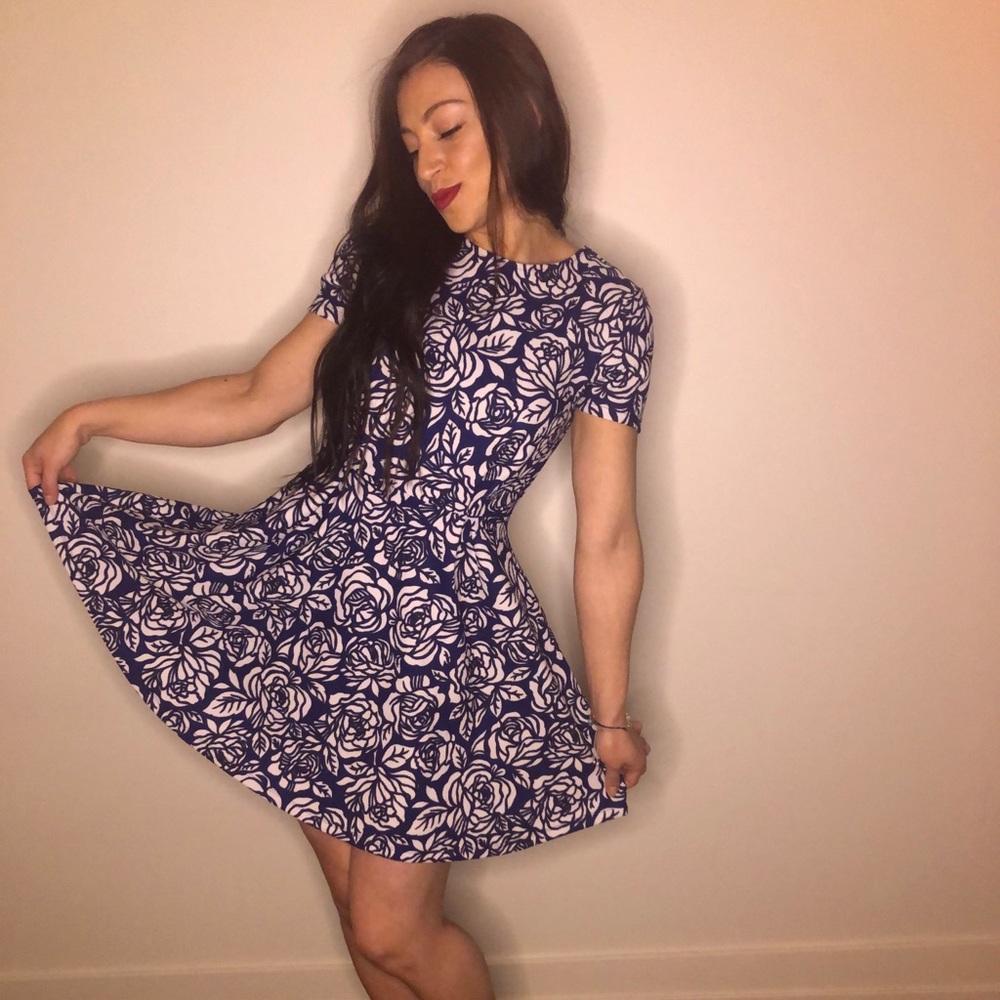 Blue and white dress